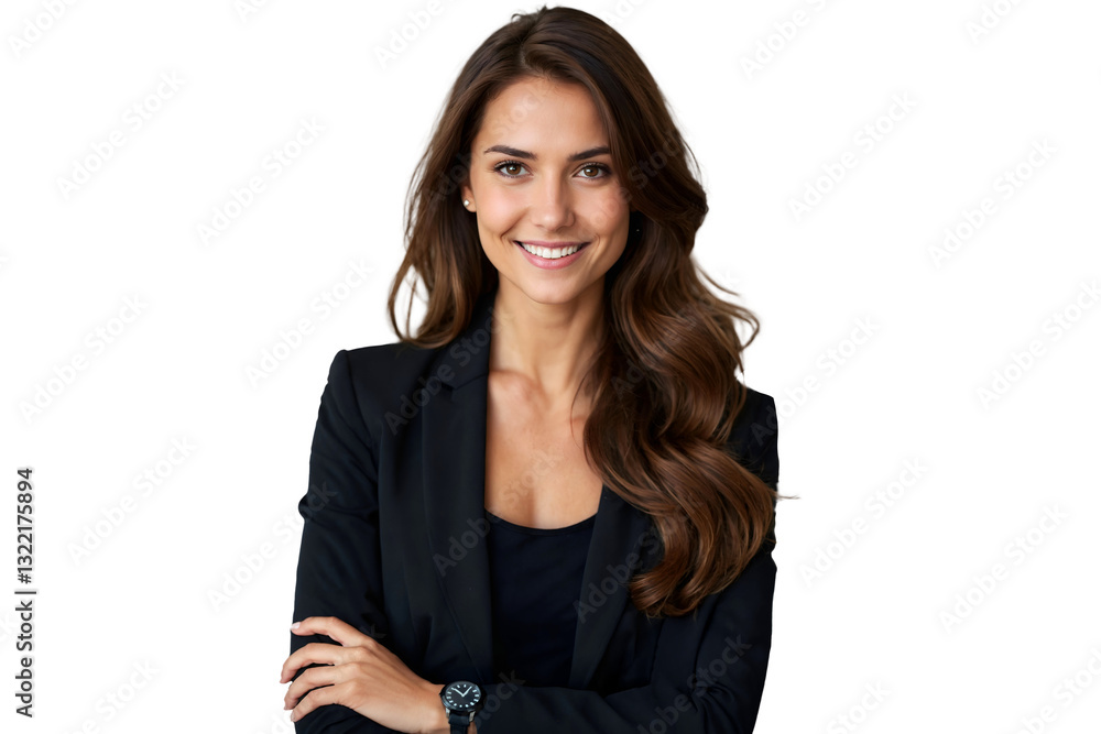 Portrait of a confident Businesswoman in a professional suit, smiling warmly with arms crossed, isolated on transparent background Portrait of a confident Businesswoman in a professional suit, smiling warmly with arms crossed, isolated on transparent background