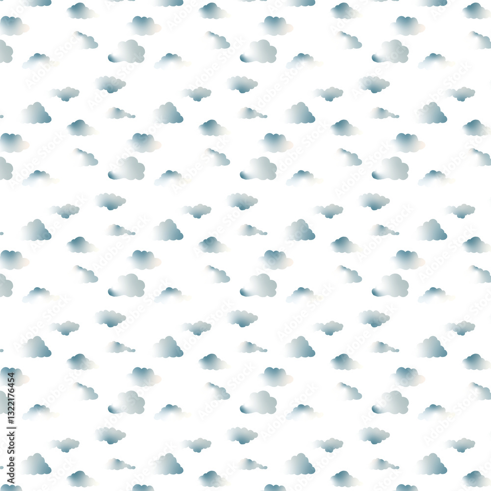 The image showcases a seamless pattern of small, fluffy white clouds with a subtle gradient effect, set against a deep black background. The contrast between the light clouds and the dark backdrop cre The image showcases a seamless pattern of small, fluffy white clouds with a subtle gradient effect, set against a deep black background. The contrast between the light clouds and the dark backdrop cre