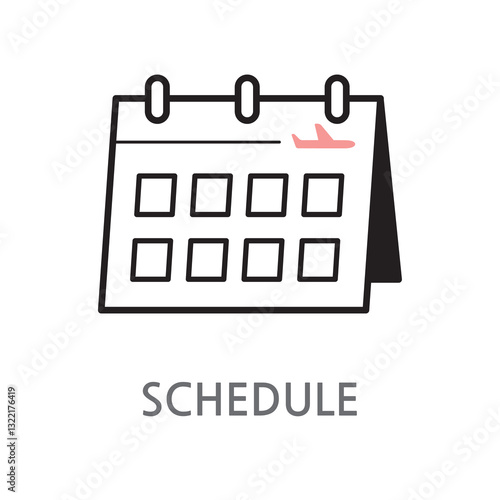 1.SCHEDULE.Calendar, schedule, desk calendar icon. Edible calendar, schedule, desk calendar linear illustration icon on white background. EPS, PNG, JPG