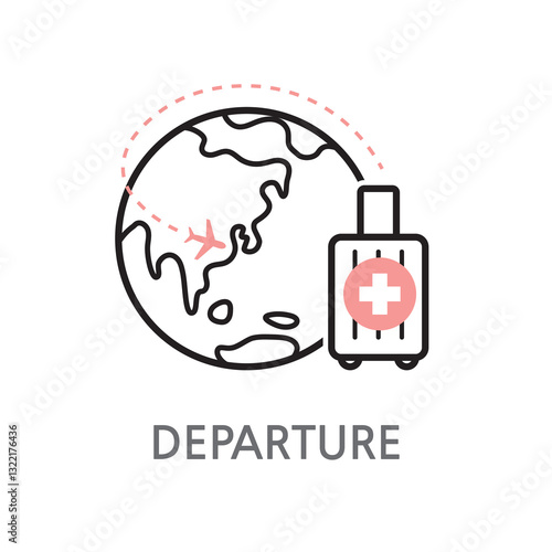 4.DEPARTURE.Medical, tourism, medical tourism icons. Edible medical, tourism, medical tourism icon on a white background. EPS, PNG, JPG