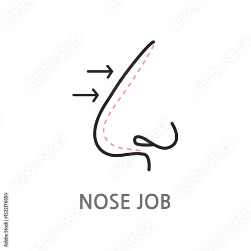 11.NOSE JOB.nose surgery, nose bridge icon. Edible nose, illustration icon on white background. EPS, PNG, JPG