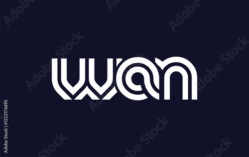 WAN Creative Unique Modern Letter Logo Design. Stylized logo featuring a unique letter design, presenting abstract minimalist aesthetics and modern appeal.