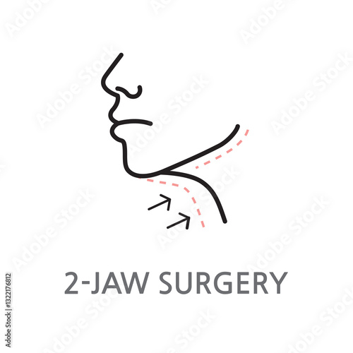 15. 2-JAW SURGERY. jaw correction icon. Edible jaw, jaw surgery line illustration icon on white background. EPS, PNG, JPG