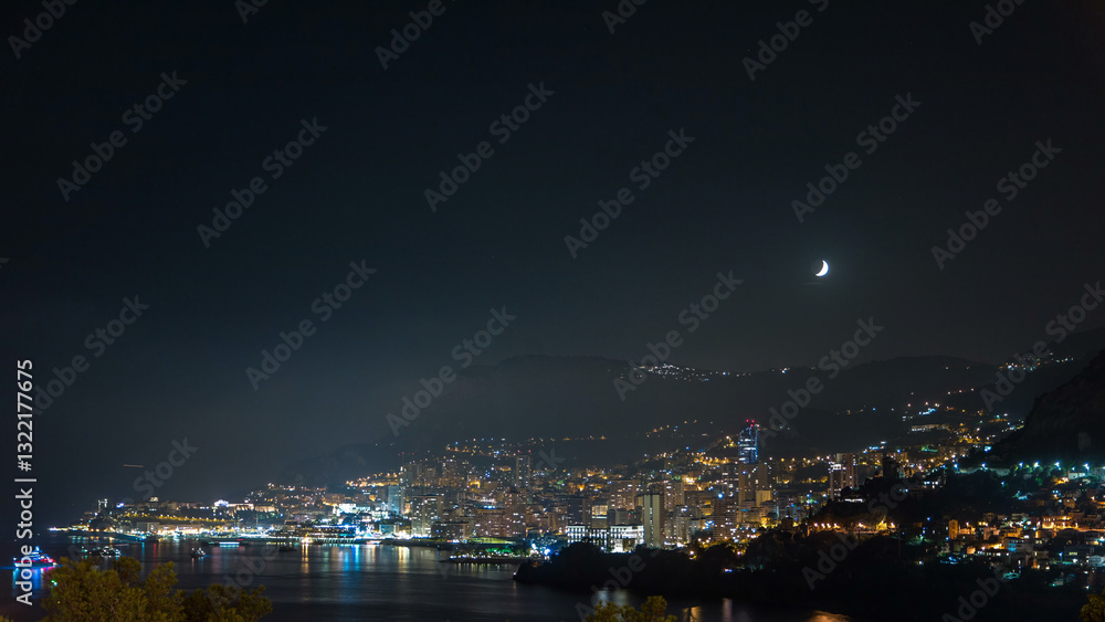Cityscape of Monte Carlo at night timelapse, Monaco. Cityscape of Monte Carlo at night timelapse, Monaco.