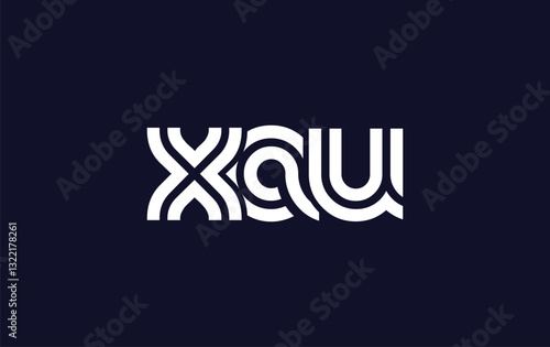 XAU Creative Unique Modern Letter Logo Design. Stylized logo featuring a unique letter design, presenting abstract minimalist aesthetics and modern appeal.