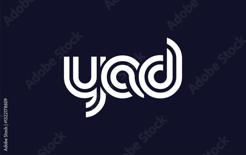 YAD Creative Unique Modern Letter Logo Design. Stylized logo featuring a unique letter design, presenting abstract minimalist aesthetics and modern appeal.