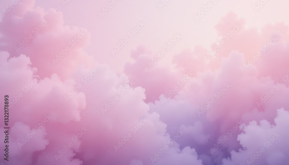 Fototapeta premium A Serene Dreamscape Of Soft Pink And Purple Clouds, A Peaceful Aerial View Of Gentle Hues At Sunset