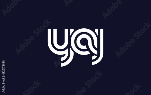 YAJ Creative Unique Modern Letter Logo Design. Stylized logo featuring a unique letter design, presenting abstract minimalist aesthetics and modern appeal.