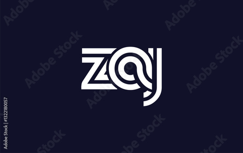 ZAJ Creative Unique Modern Letter Logo Design. Stylized logo featuring a unique letter design, presenting abstract minimalist aesthetics and modern appeal.