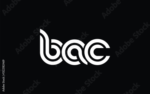 BAC Creative Unique Modern Letter Logo Design. Stylized logo featuring a unique letter design, presenting abstract minimalist aesthetics and modern appeal.
