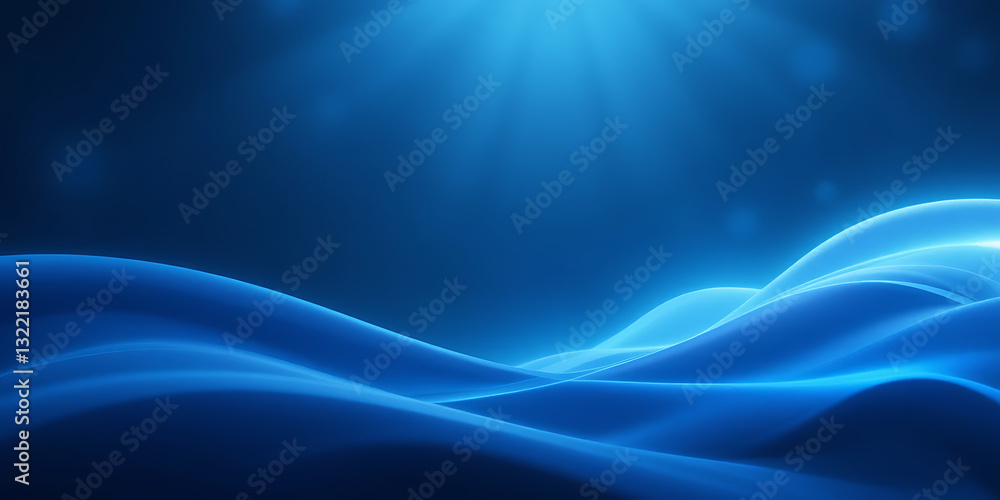 Fototapeta premium A futuristic and dynamic abstract background featuring glowing blue waves with a smooth, digital texture. The vibrant light effects create depth and a modern, high-tech feel.