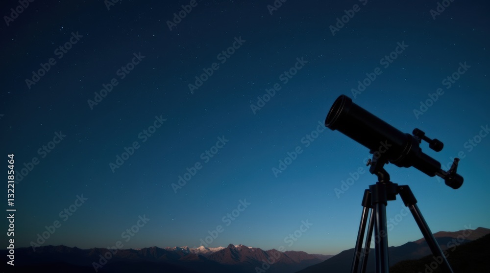 Stargazing at Night With a Telescope Overlooking Mountain Vistas Stargazing at Night With a Telescope Overlooking Mountain Vistas