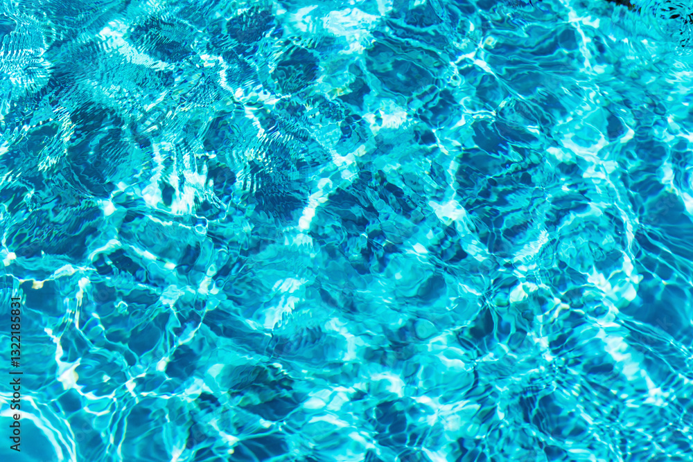 Fototapeta premium Ripples on the surface of the water in a blue swimming pool