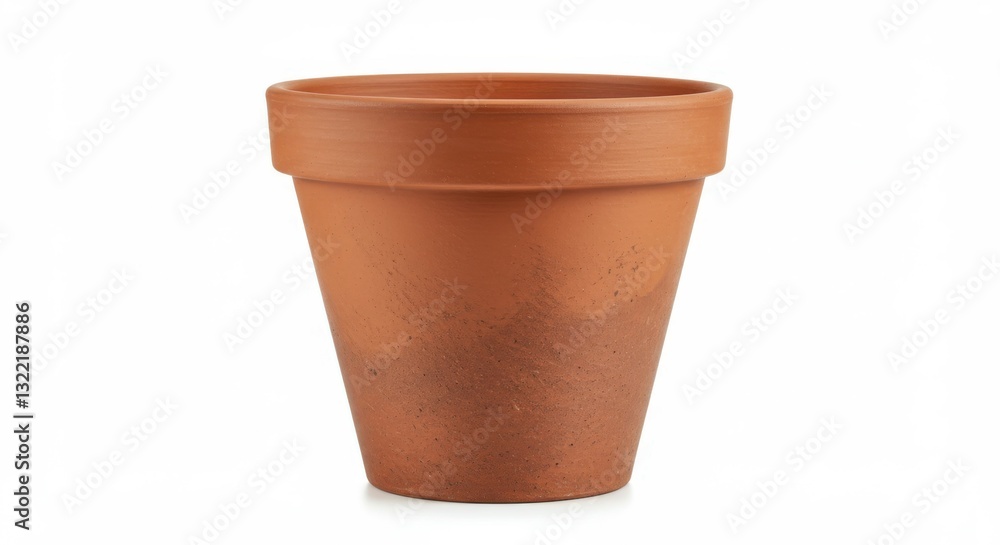 Terracotta flower pot, soil spilling, white background, studio lighting, high contrast, clean aesthetic, minimalist composition, earthy tones, gardening theme, close-up photography, product shot, cris Terracotta flower pot, soil spilling, white background, studio lighting, high contrast, clean aesthetic, minimalist composition, earthy tones, gardening theme, close-up photography, product shot, cris