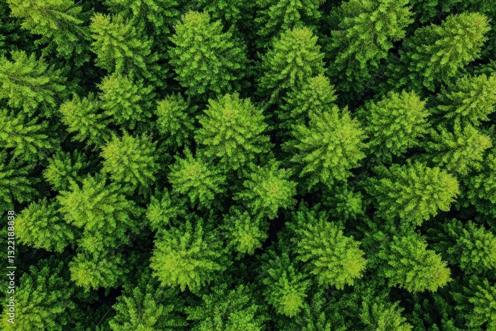 Aerial view of lush green coniferous forest, nature background, environmental conservation Aerial view of lush green coniferous forest, nature background, environmental conservation