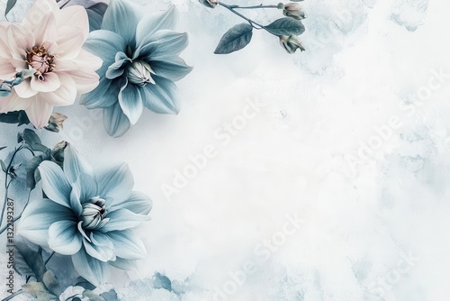 Beautiful watercolor flowers arranged on a textured pastel colored background