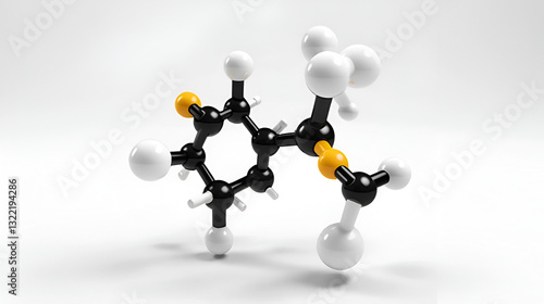 A 3D molecular model of ethane, a colorless, odorless, and highly flammable hydrocarbon gas, with a chemical formula of C2H6, against a white background.