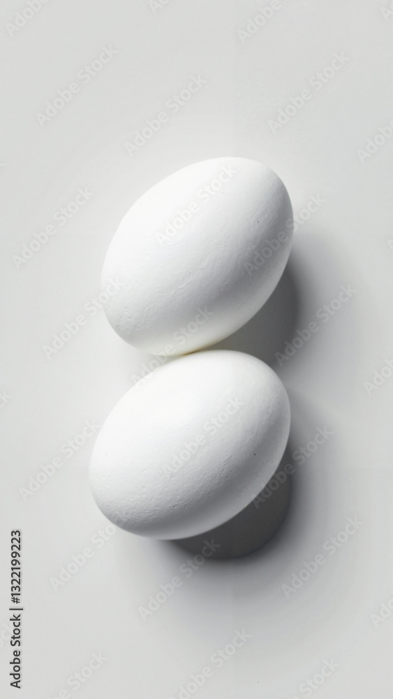 Elegant White Eggs on a Minimalist Background - Perfect for Easter Promotions, Culinary Articles, and Seasonal Marketing Campaigns Elegant White Eggs on a Minimalist Background - Perfect for Easter Promotions, Culinary Articles, and Seasonal Marketing Campaigns