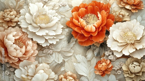 Beautiful flowers blooming with various colors and detailed textures shown