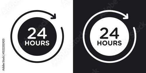 24 hours icons in solid black and white collection
