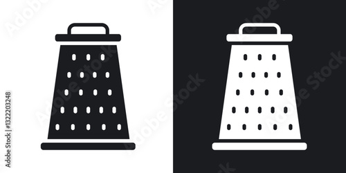 Cheese grater icons in solid black and white collection