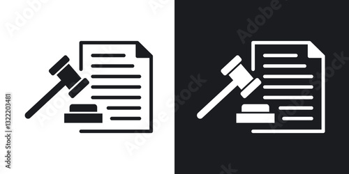 Court decision icons in solid black and white collection