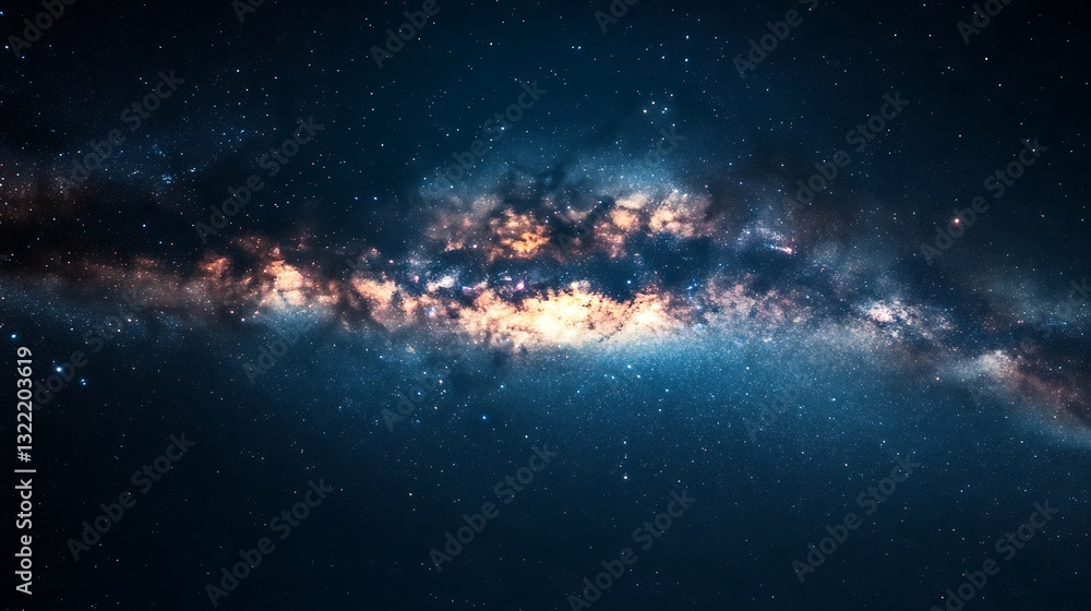 Fototapeta premium Stunning Milky Way Galaxy Image: Explore the Cosmos with Breathtaking Starry Night Photography and Space Wonders.