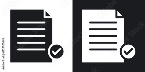 Document accepted icons in solid black and white collection