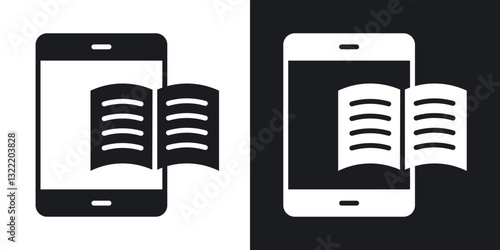 Ebook icons in solid black and white collection