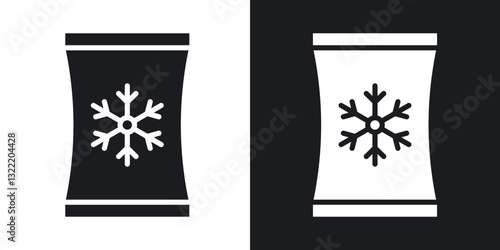 Frozen food bag icons in solid black and white collection