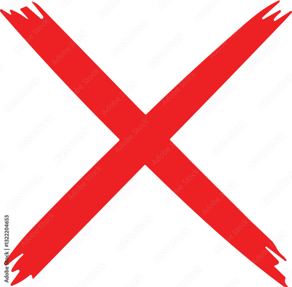 Obraz premium Red cross sign. Wrong mark. Red cross X symbol. Red grunge X icon. Cross brush sign stock vector.