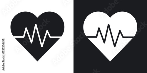 Heartbeat icons in solid black and white collection