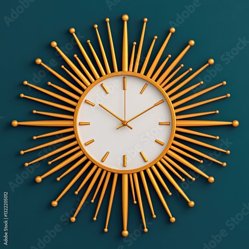 Mid century modern and classic, Stylish sunburst wall clock adds a modern touch to any room decor, blending functionality and artistic design.