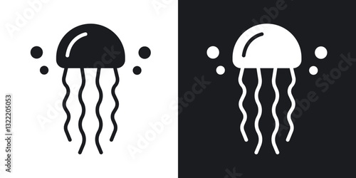Jellyfish icons in solid black and white collection