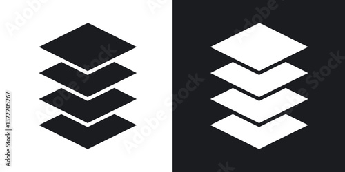 Layers icons in solid black and white collection