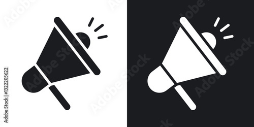 Megaphone icons in solid black and white collection