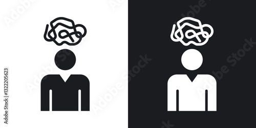 Mental disorder icons in solid black and white collection