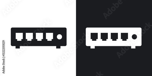 Network switch icons in solid black and white collection