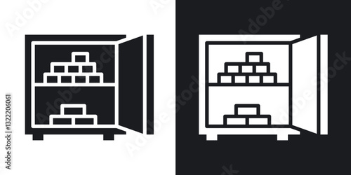 Open safe icons in solid black and white collection