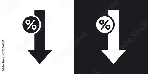Percent down icons in solid black and white collection