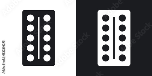 Pill Blister Pack icons in solid black and white collection