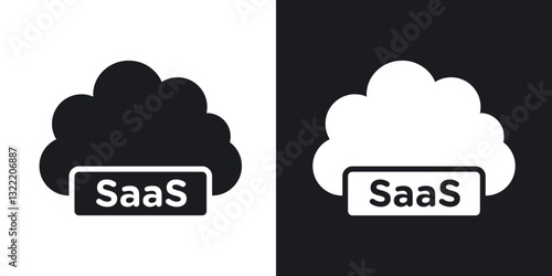 SaaS icons in solid black and white collection