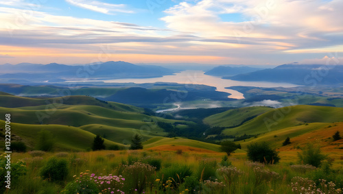 panorama of the mountains, ai generated