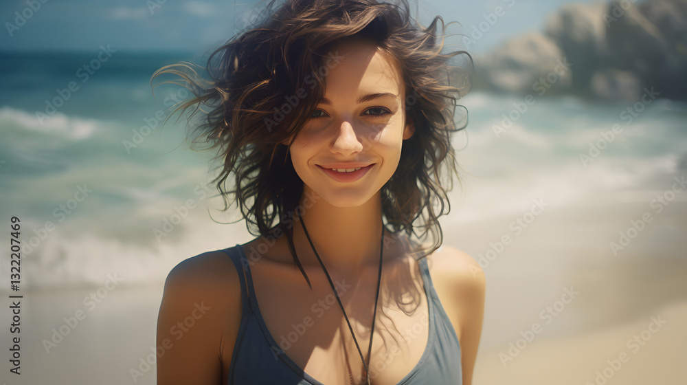A woman with long hair is smiling at the camera A woman with long hair is smiling at the camera