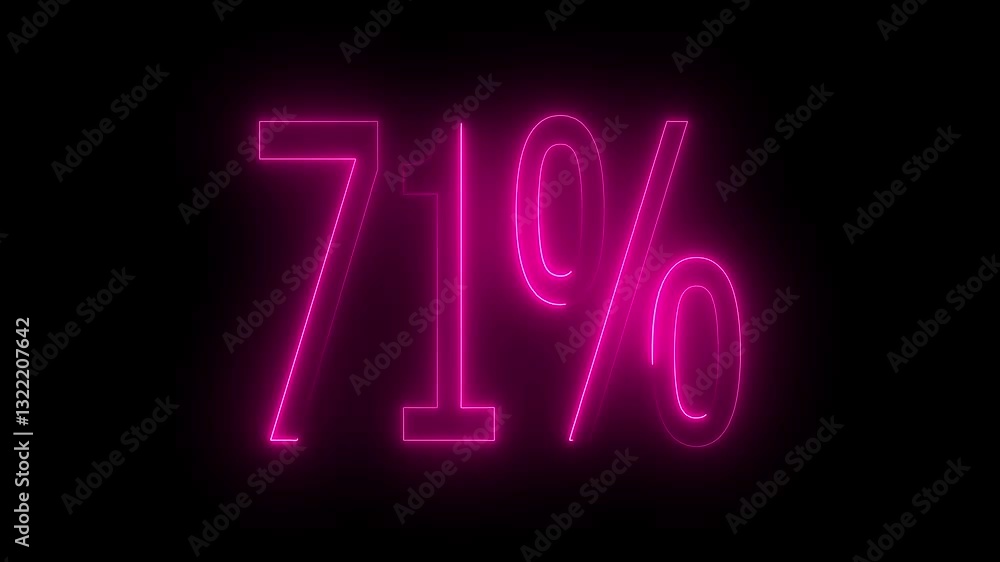71% text animation by pink color neon on black background. 71% text animation by pink color neon on black background.