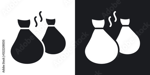Trash bag icons in solid black and white collection