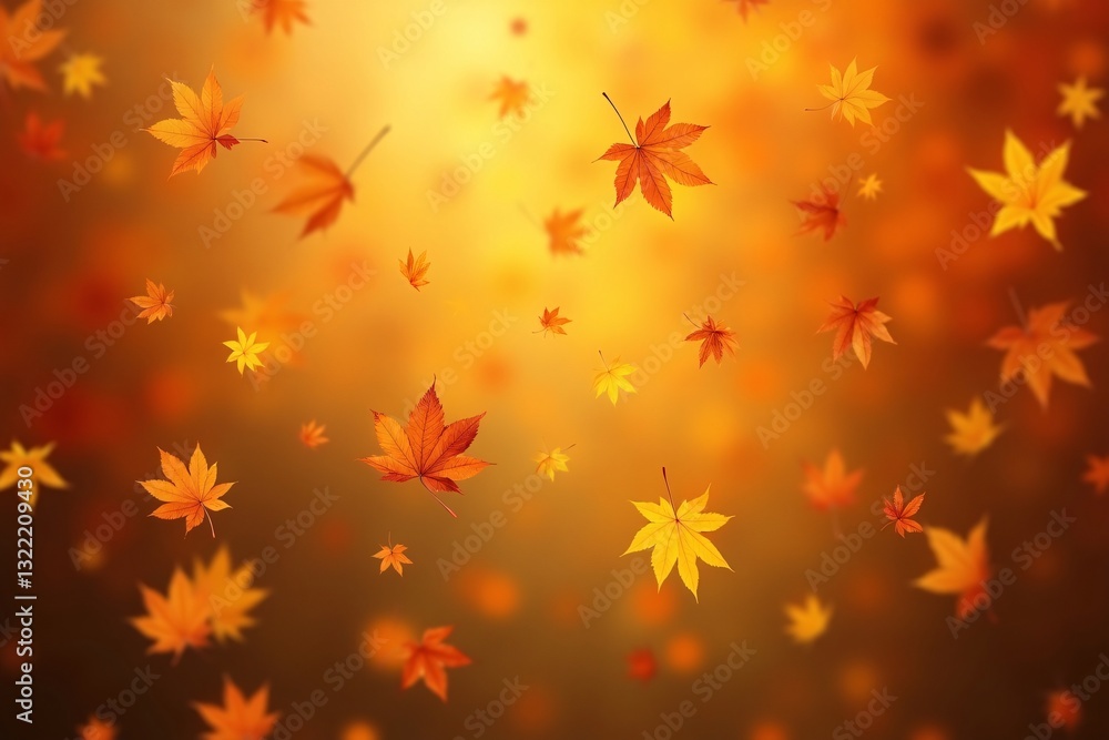 Falling Maple Leaves in Golden Hour Light Falling Maple Leaves in Golden Hour Light