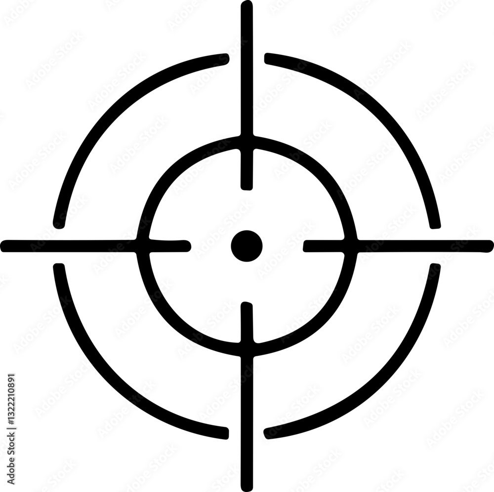 Target and destination. Target and aim, targeting and aiming. Crosshair, gun sight vector icon. Bullseye, black target or aim symbol. Military rifle scope, shooting mark Target and destination. Target and aim, targeting and aiming. Crosshair, gun sight vector icon. Bullseye, black target or aim symbol. Military rifle scope, shooting mark