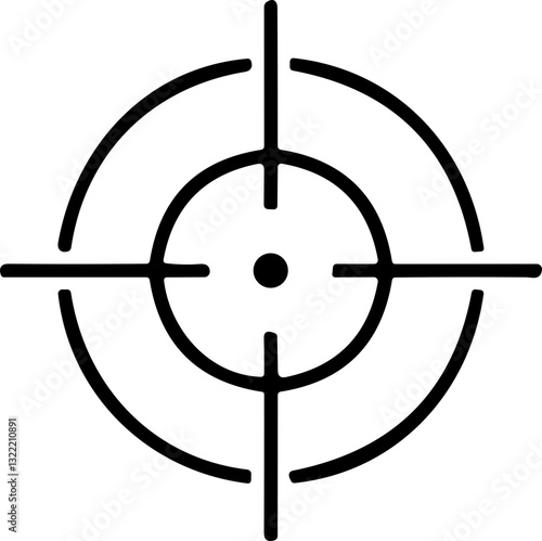 Target and destination. Target and aim, targeting and aiming. Crosshair, gun sight vector icon. Bullseye, black target or aim symbol. Military rifle scope, shooting mark