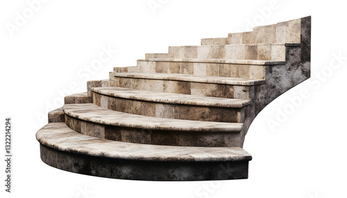 Stone Stairway to Progress: A curved, antique stone stairway ascends, offering a symbolic representation of journey and progress.